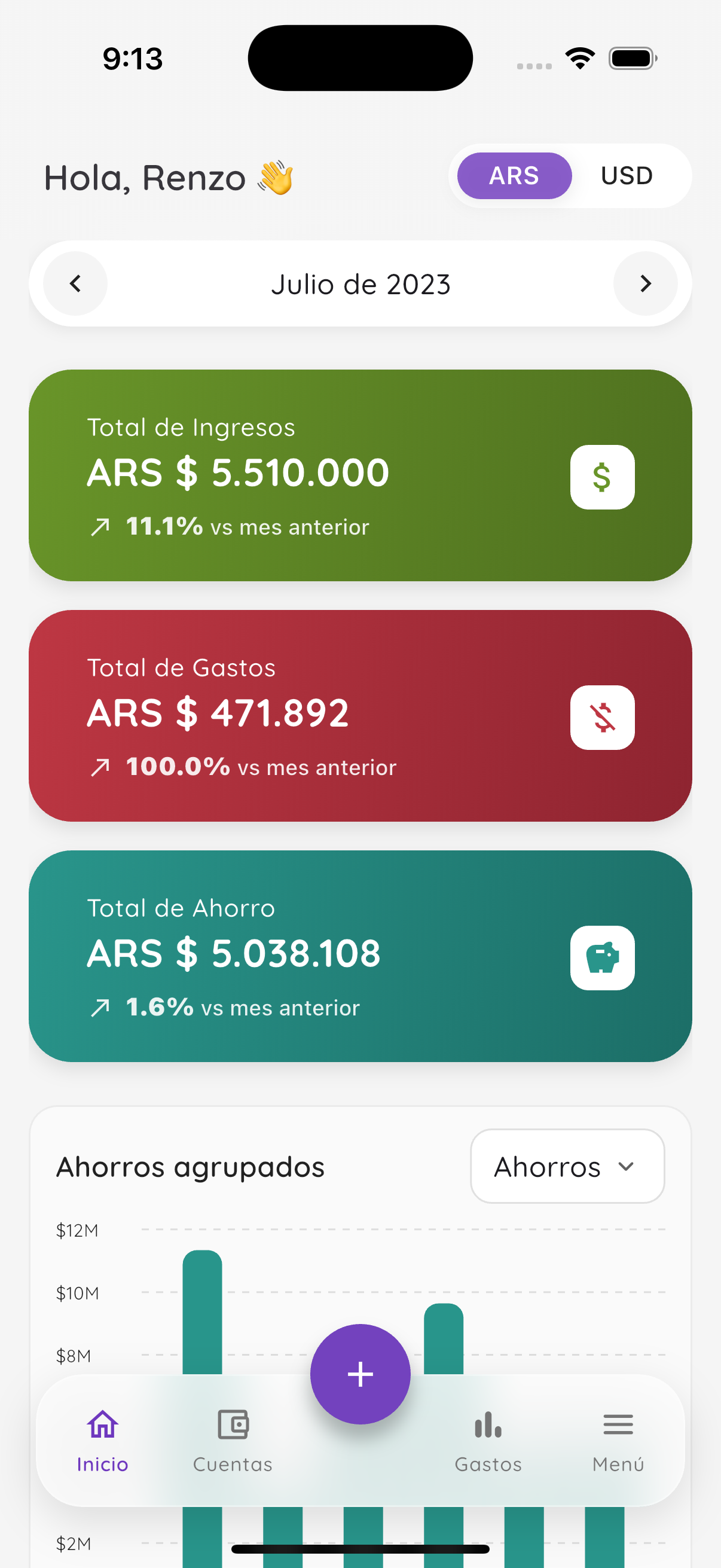 Pantalla principal de Ábaco